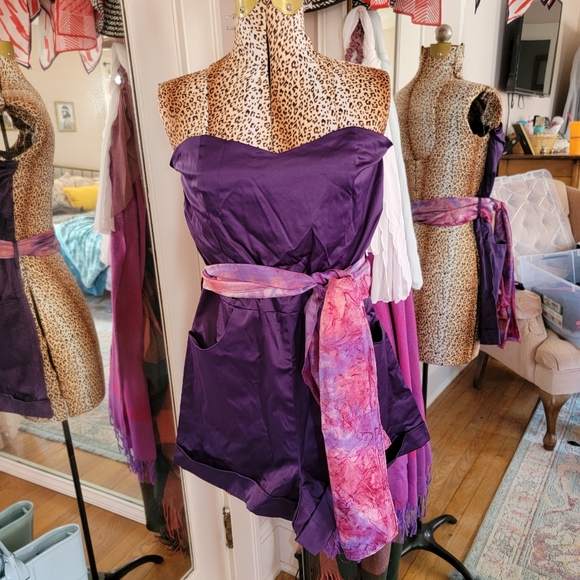 21 Purple Satin Tube Top Romper with pockets!!! - Picture 2 of 10
